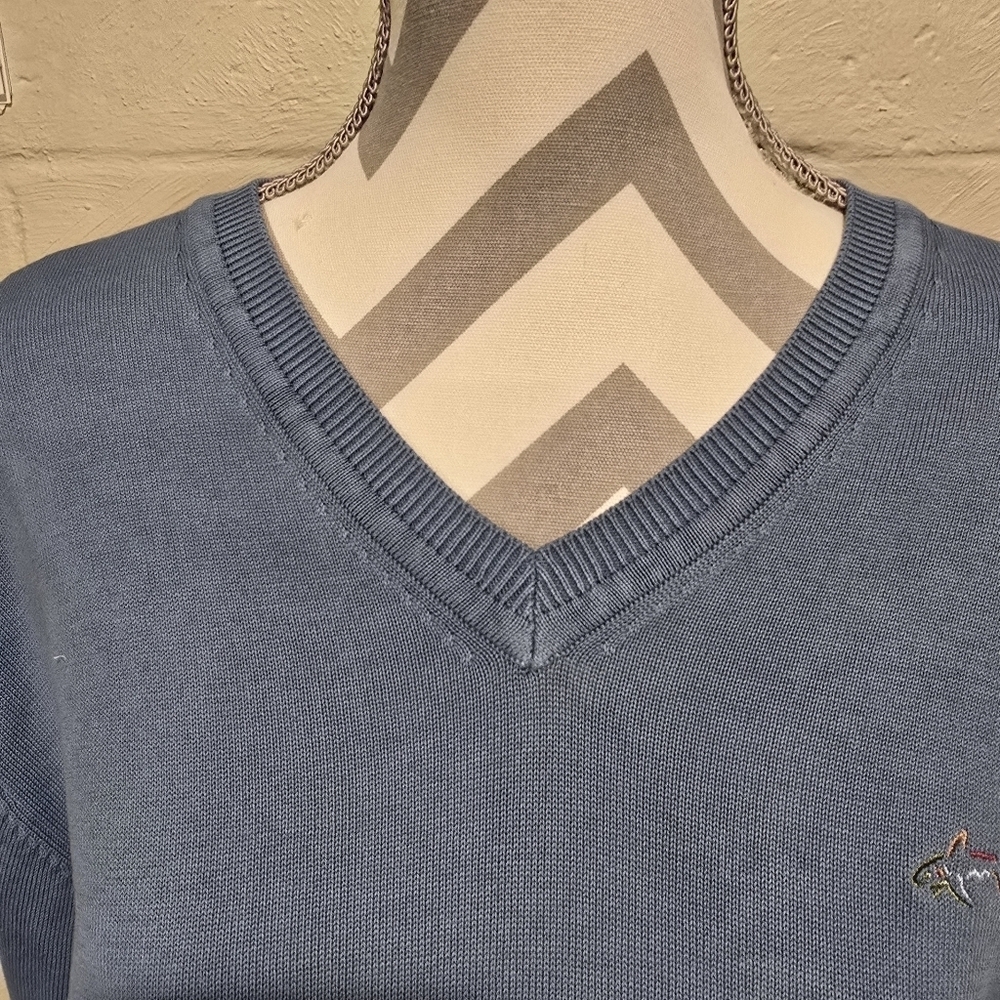 Greg Norman SHARK Natural Performance V-neck Sweater Wave Blue Sz XL. - Picture 5 of 10